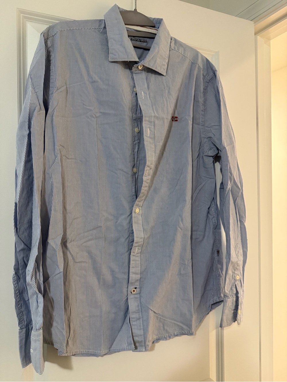 Napapijri Light Blue Pinstripe Men's Dress Shirt